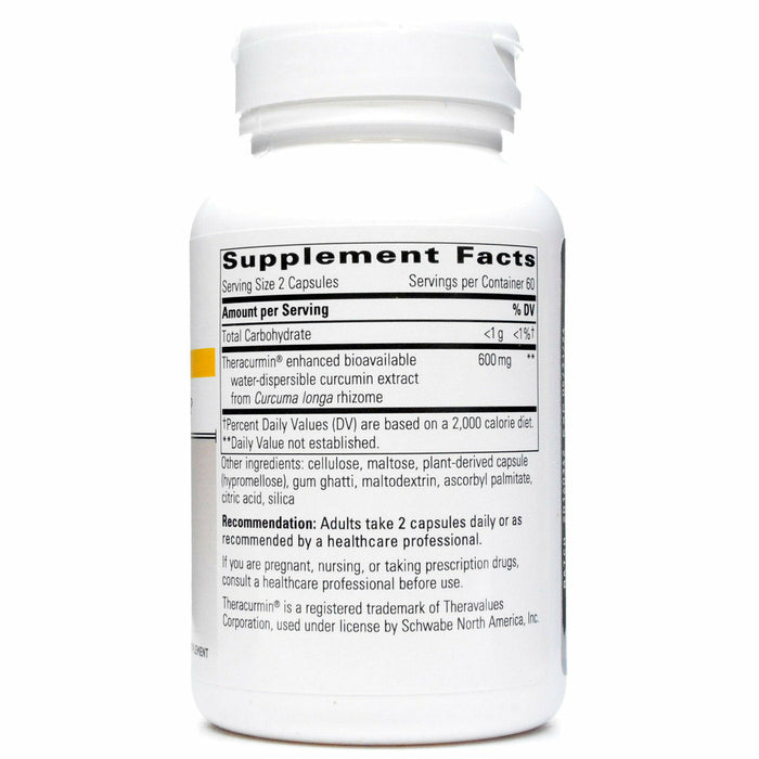 Integrative Therapeutics Theracurmin HP 600 mg 120 vegetarian capsules supplement facts label