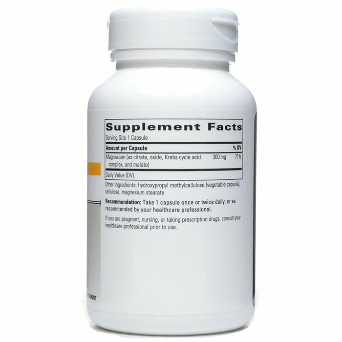 Integrative Therapeutics Tri-Magnesium 90 vegetarian capsules supplement facts label
