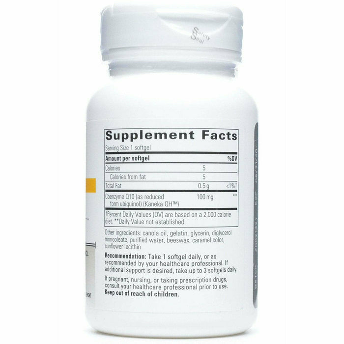 Integrative Therapeutics UBQH 100 mg 60 softgels supplement facts label