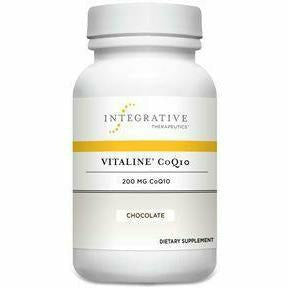 Integrative Therapeutics Vitaline CoQ10 Chocolate 200 mg, 30 chewable tablets, front of bottle