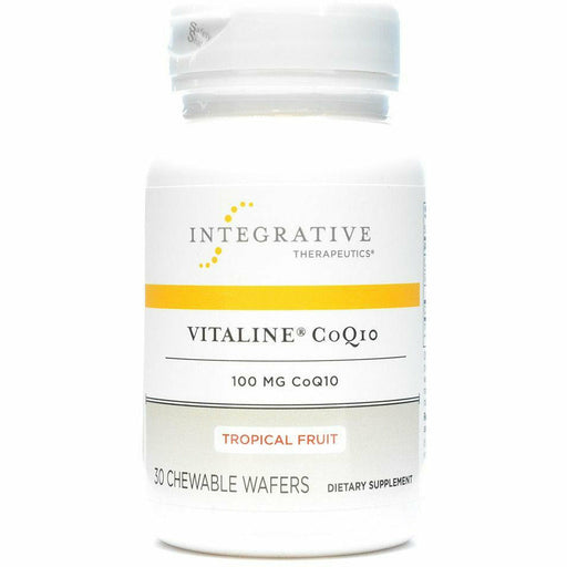 Integrative Therapeutics Vitaline CoQ10 Tropical Fruit 100 mg, 30 chewable tablets, front of bottle