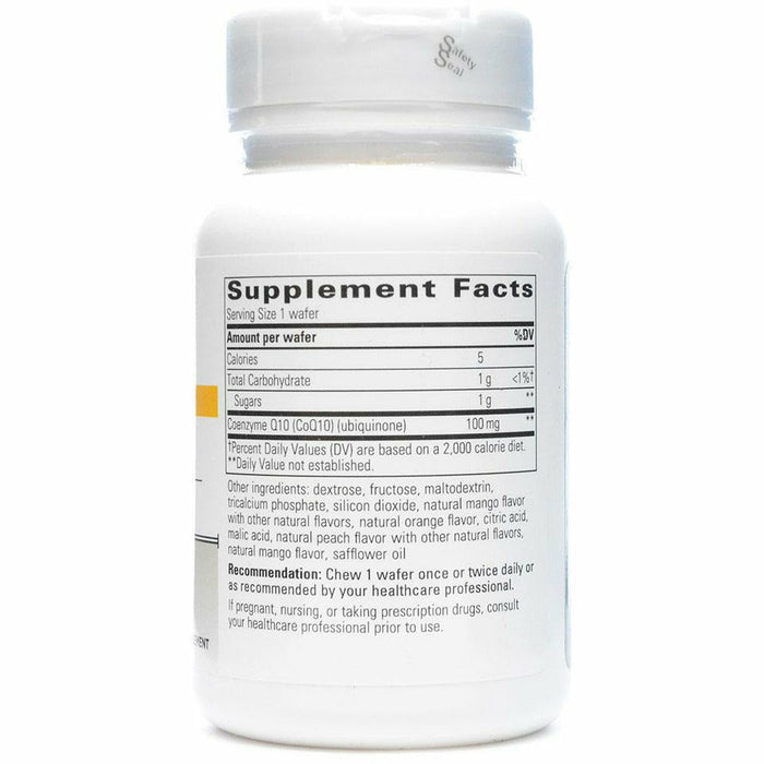 Integrative Therapeutics Vitaline CoQ10 Tropical Fruit 100 mg 30 chewable tablets supplement facts label