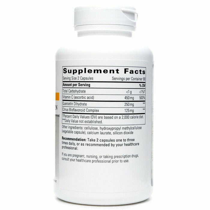 Integrative Therapeutics Vitamin C with Quercetin 180 capsules supplement facts label