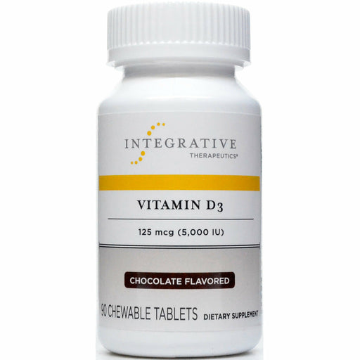 Integrative Therapeutics Vitamin D3 5,000 IU Chocolate, 90 chewable tablets, front of bottle