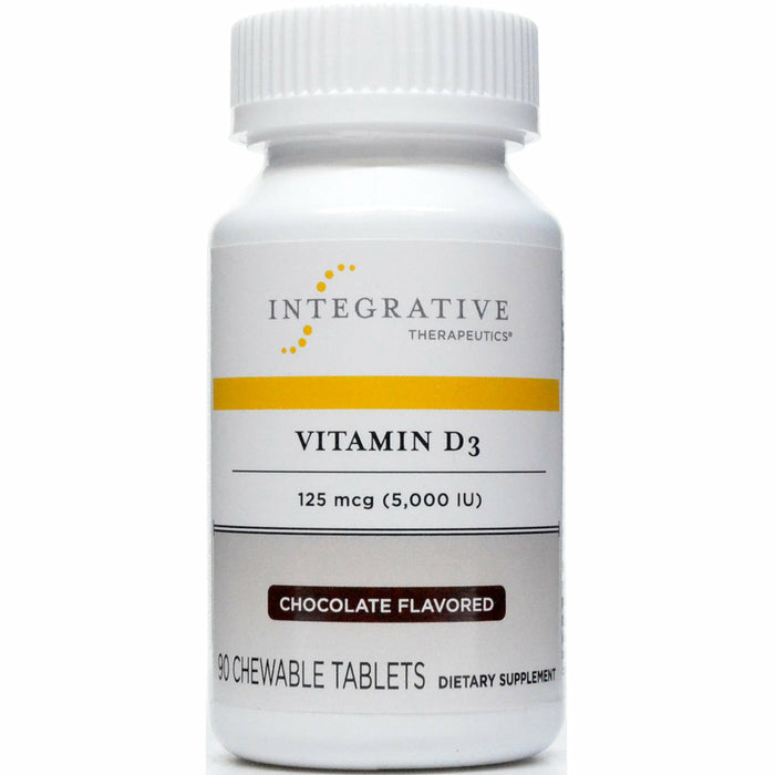 Integrative Therapeutics Vitamin D3 5,000 IU Chocolate, 90 chewable tablets, front of bottle