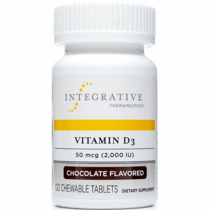 Integrative Therapeutics Vitamin D3 Chocolate 2000 IU, 120 chewable tablets, front of bottle