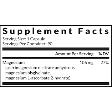 InterPlexus Magnesium3 90 capsules supplement facts label