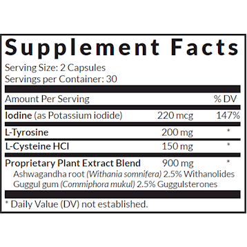 InterPlexus Thyro-Dyne 60 capsules supplement facts label