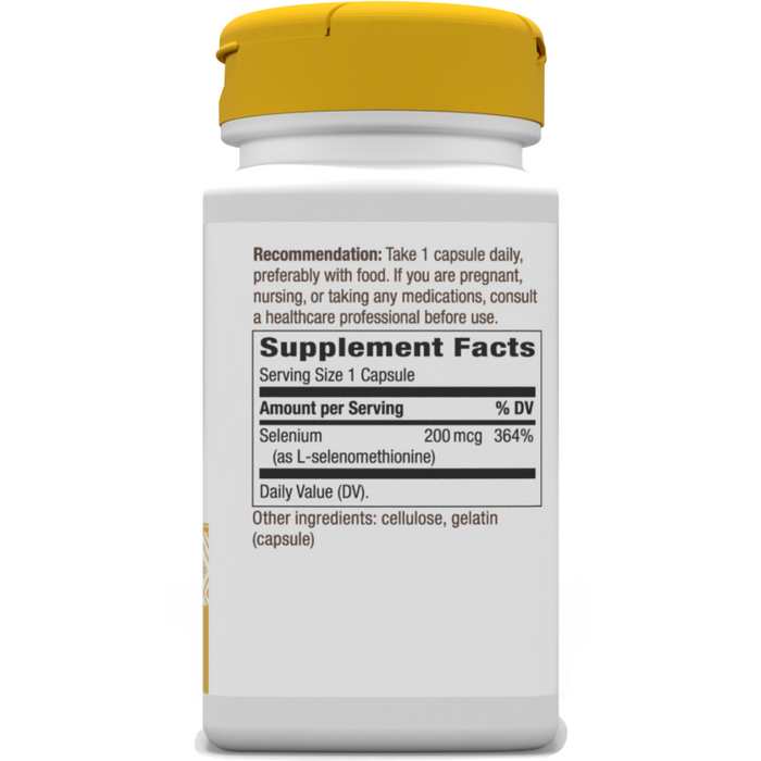 Selenium 200 mcg 100 caps by Nature's Way Supplement Facts
