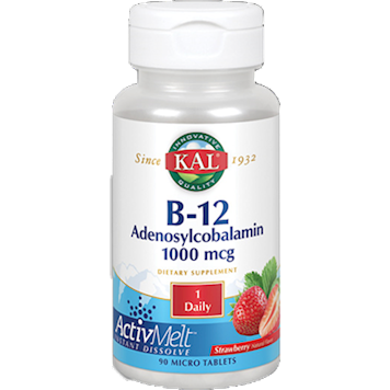 KAL B-12 Adenosylcobalamin 1000 mcg ActivMelt, Strawberry, 90 micro tablets, front of bottle