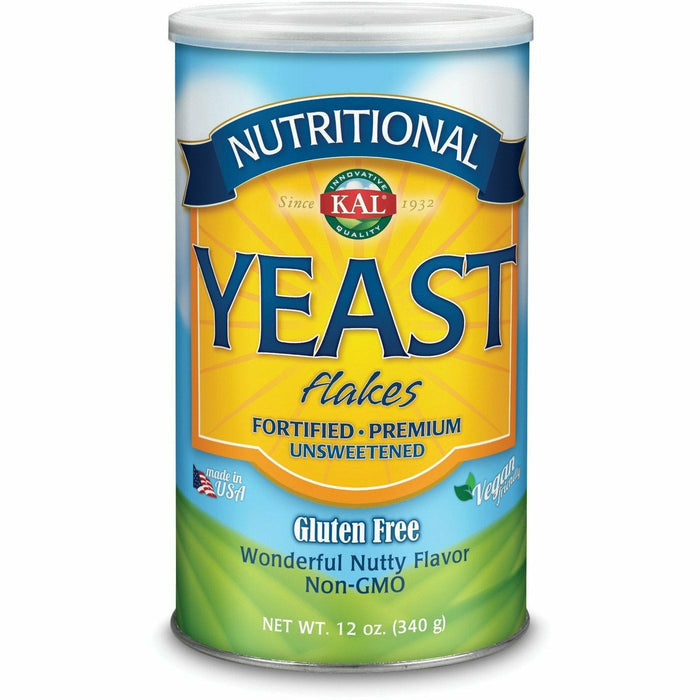 KAL Nutritional Yeast Flakes, 12 oz, front of canister
