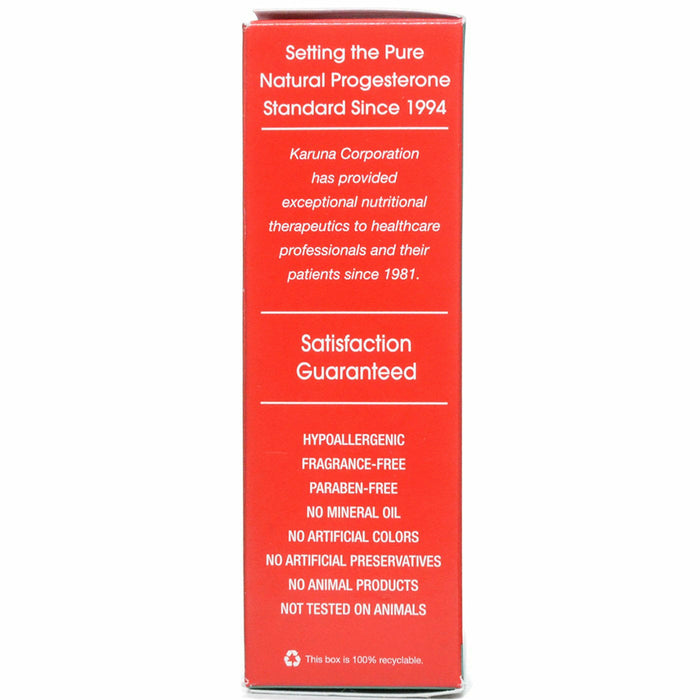 Karuna Progesterone Pure Cream 2 oz label information panel 2