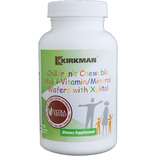 Kirkman Labs Children's Chewable Multi-Vitamin/Mineral Wafers with Xylitol, 120 wafers, front of bottle