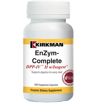 Kirkman Labs EnZym-Complete/DPP-IV II with Isogest, 180 veg capsules, front of bottle
