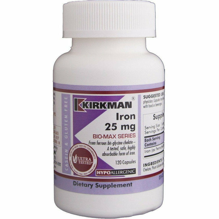 Kirkman Labs Iron 25 mg Bio-Max Series, 120 capsules, front of bottle