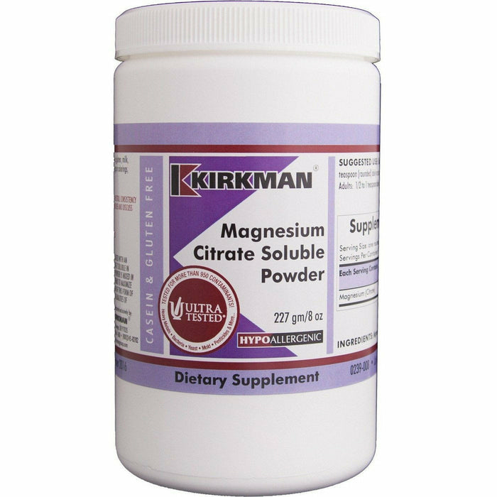 Kirkman Labs Magnesium Citrate Soluble Powder, 8 oz, front of tub