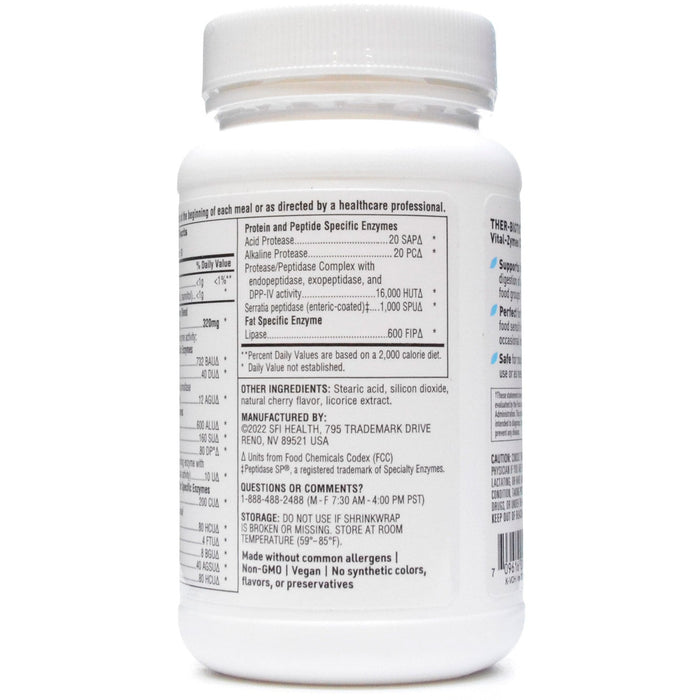 Vital-Zymes Chewable 180 tablets by Klaire Labs/SFI Health, Supplement Facts label (continued)
