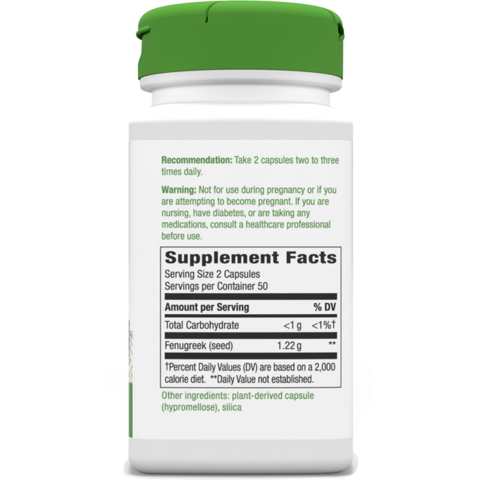 Fenugreek Seed 610 mg 100 caps by Nature's Way Supplement Facts Label