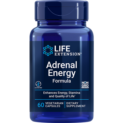 Life Extension Adrenal Energy Formula, 60 vegetarian capsules, front of bottle