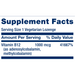 Life Extension B12 Elite 1000 mcg 60 lozenges supplement facts label