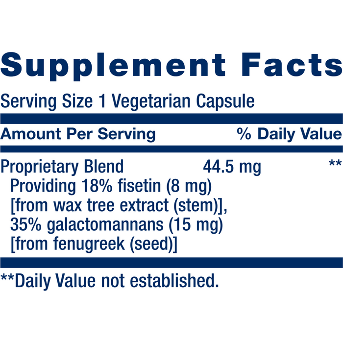 Life Extension Bio-Fisetin 30 capsules supplement facts label
