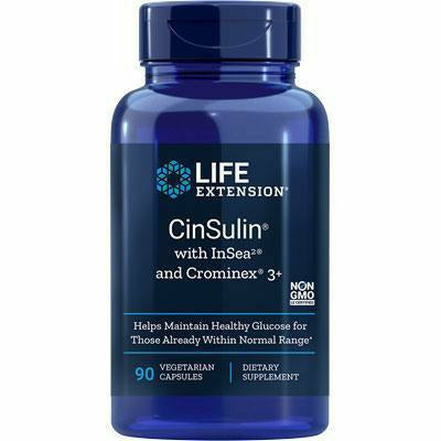 Life Extension CinSulin, 90 vegetarian capsules, front of bottle