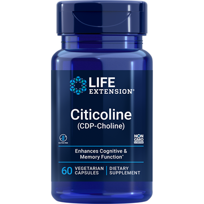 Life Extension Citicoline CDP-Choline 250 mg, 60 vegetarian capsules, front of bottle