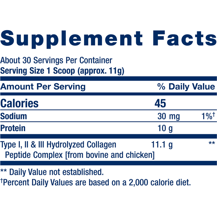 Life Extension Collagen Peptides for Skin and Joints 343 g supplement facts label