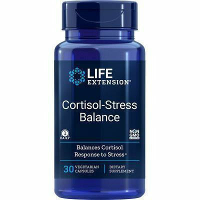 Life Extension Cortisol-Stress Balance, 30 vegetarian capsules, front of bottle