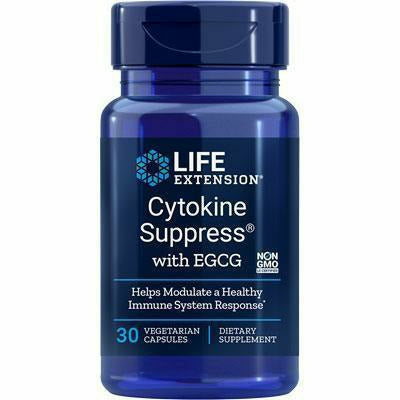 Life Extension Cytokine Suppress with EGCG, 30 vegetarian capsules, front of bottle