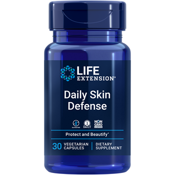 Life Extension Daily Skin Defense, 30 vegetarian capsules, front of bottle