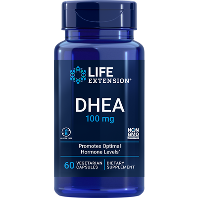 Life Extension DHEA 100 mg, 60 vegetarian capsules, front of bottle