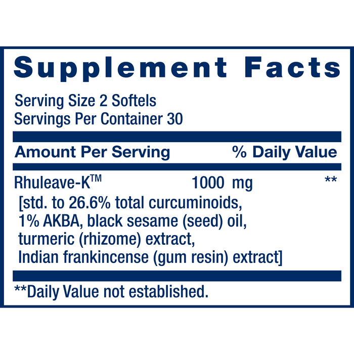 Life Extension Fast Acting Relief 60 softgels supplement facts label