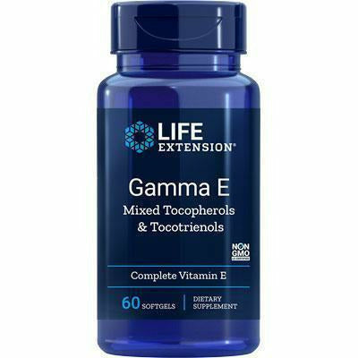 Life Extension Gamma E Mixed Tocopherols and Tocotrienols, 60 softgels, front of bottle