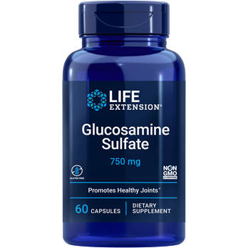Life Extension Glucosamine Sulfate 750 mg, 60 capsules, front of bottle