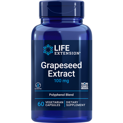 Life Extension Grapeseed Extract 100 mg, 60 vegetarian capsules, front of bottle