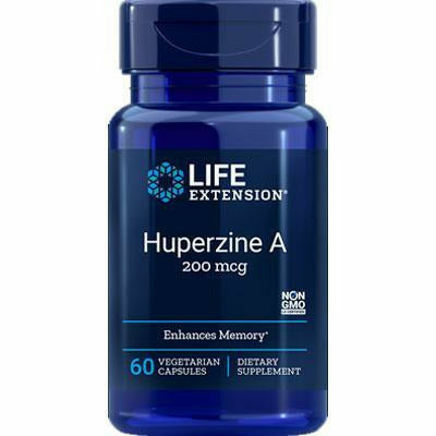 Life Extension Huperzine A 200 mcg, 60 vegetarian capsules, front of bottle