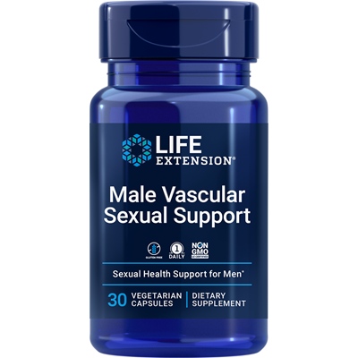 Life Extension Male Vascular Sexual Support, 30 vegetarian capsules, front of bottle