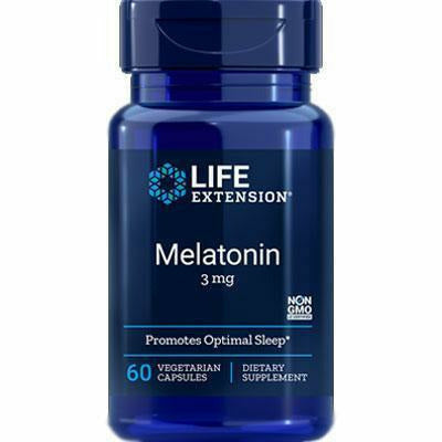 Life Extension Melatonin 3 mg, 60 vegetarian capsules, front of bottle