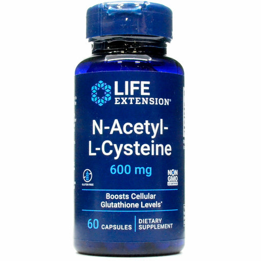 Life Extension N-Acetyl-L-Cysteine 600 mg, 60 vegetarian capsules, front of bottle