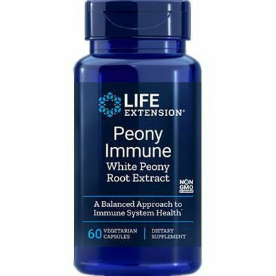 Life Extension Peony Immune 600 mg, 60 vegetarian capsules, front of bottle