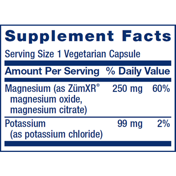 Life Extension Potassium with Extend-Release Magnesium 60 vegetarian capsules supplement facts label