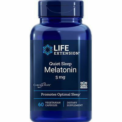 Life Extension Quiet Sleep Melatonin, 60 vegetarian capsules, front of bottle
