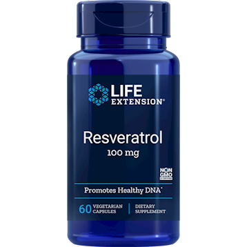 Life Extension Resveratrol 100 mg, 60 vegetarian capsules, front of bottle