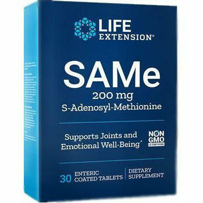 Life Extension SAMe S-Adenosyl-Methionine 200 mg, 30 tablets, front of box