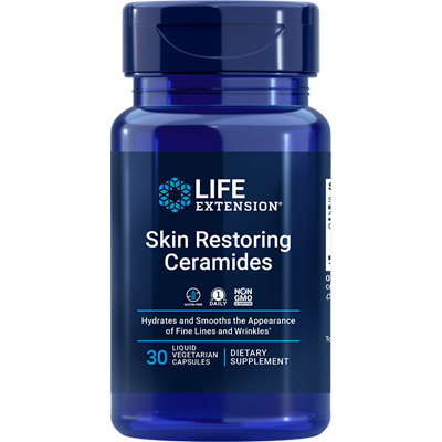 Life Extension Skin Restoring Ceramides, 30 liquid vegetarian capsules, front of bottle