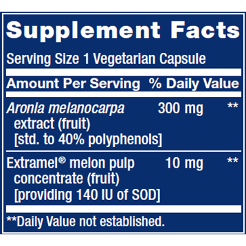 Life Extension SOD Booster 30 vegetarian capsules supplement facts label