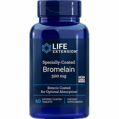 Life Extension Specially Coated Bromelain 500 mg, 60 tablets, front of bottle