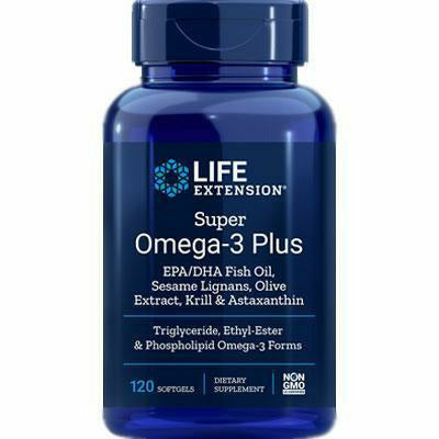 Life Extension Super Omega-3 Plus, 120 softgels, front of bottle