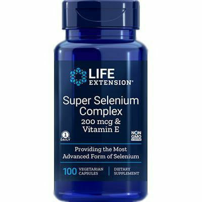 Life Extension Super Selenium Complex 200 mcg with Vitamin E, 100 vegetarian capsules, front of bottle